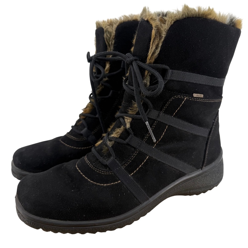 Ara Magaly Waterproof Gore-Tex Black‎ Suede Faux Fur Lined Women Size 6